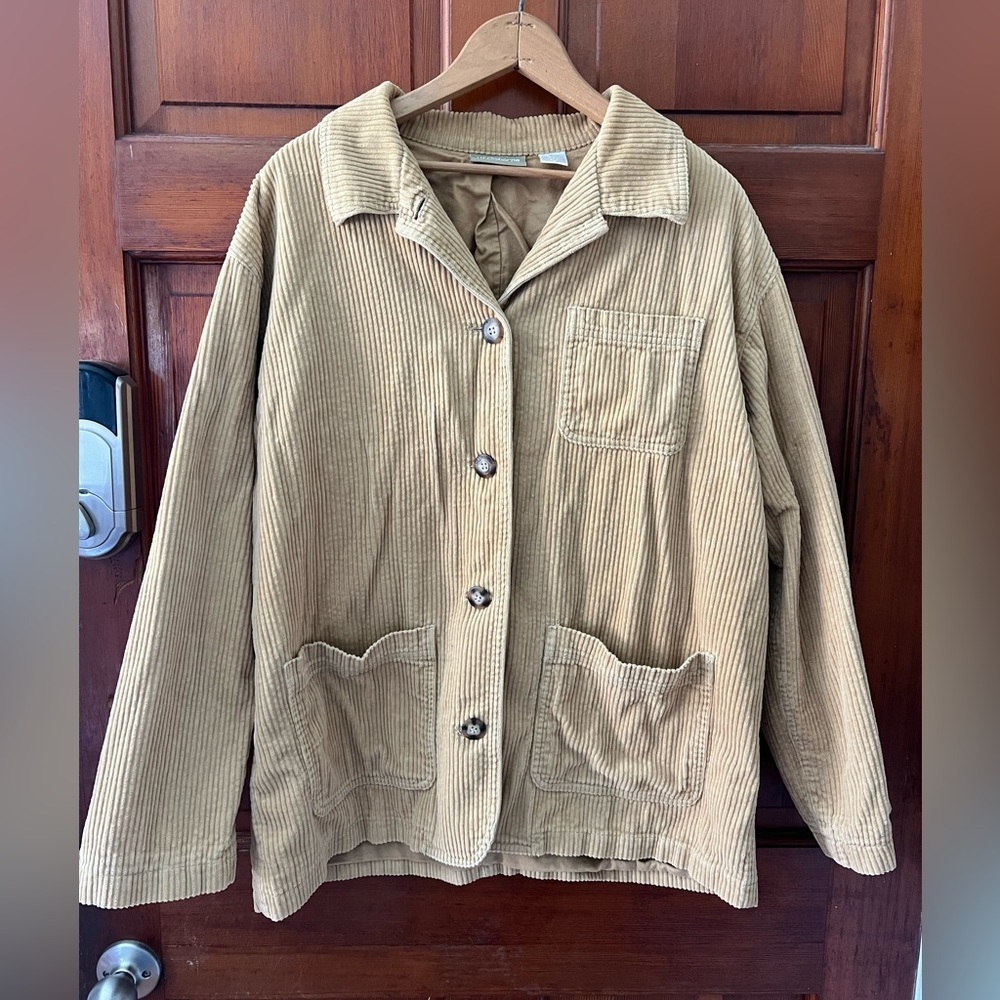 Vintage Liz Claiborne Lizwear Camel Corduroy Chore Jacket Large Oversized - Picture 2 of 11